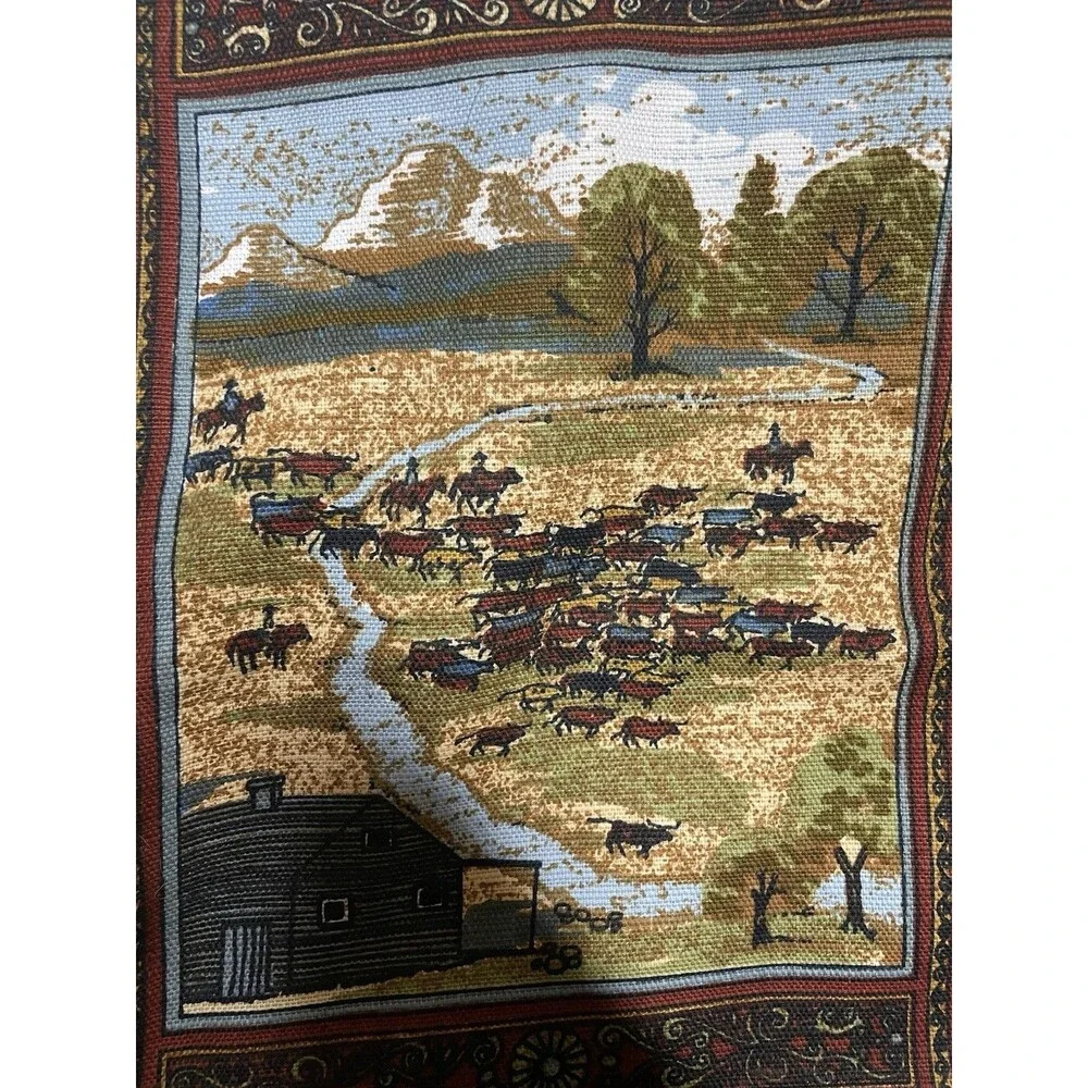 Vintage 5th Avenue Native Village Frontier Train Buffalo Saloon 2 Yards Fabric